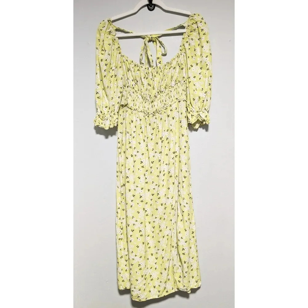 For Love & Lemons Chrysanthemum Midi Dress Lemonade - Picture 2 of 9